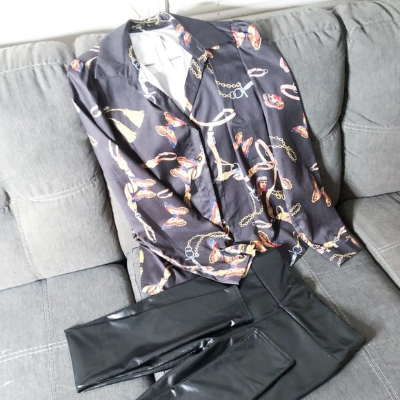 Multi-Colored Button Down Blouse - Picture 3 of 5